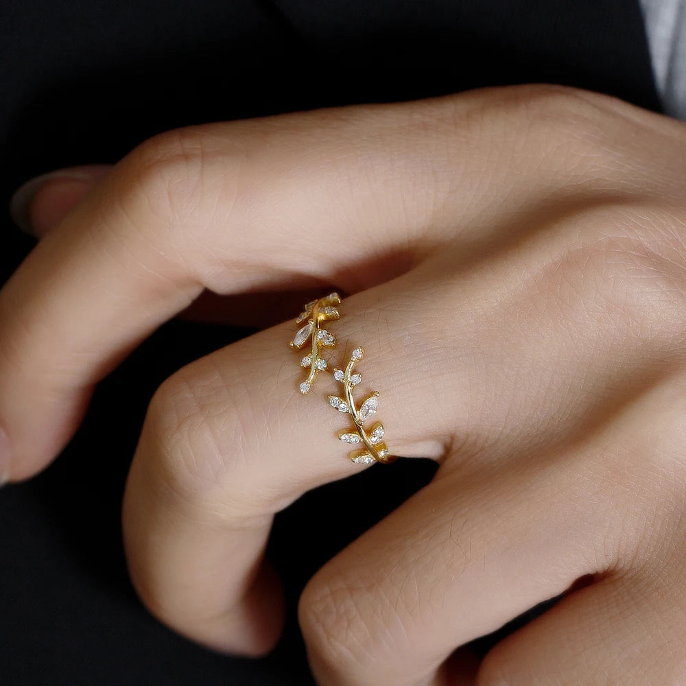 Leaf Vine Adjustable Ring – S925 Sterling Silver (Gold / Silver)