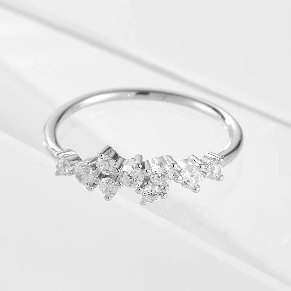 Multi-Gemstone Cluster Ring – S925 Sterling Silver (Gold / Silver)