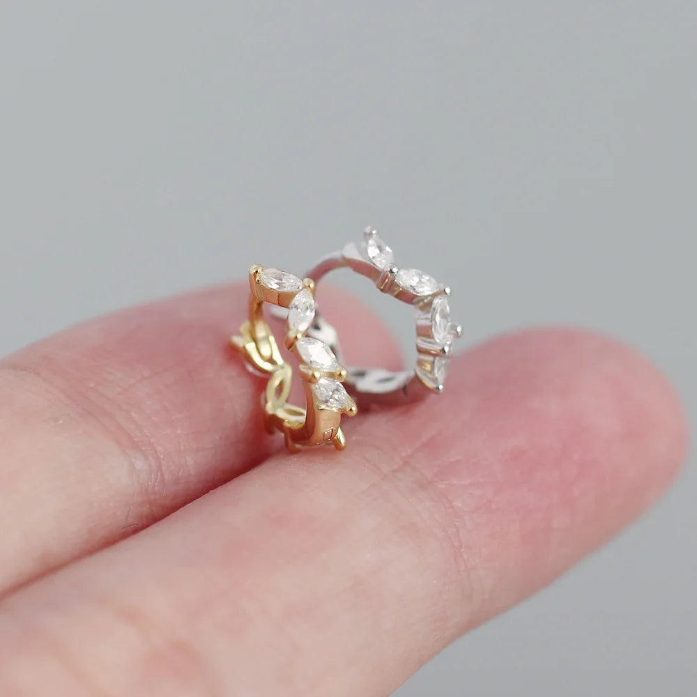 Krenaeminimalist Elara Marquise Huggie Hoops – S925 Sterling Silver (Gold / Silver Plating)