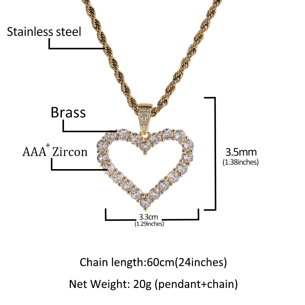 Sparkling Heart Halo Necklace