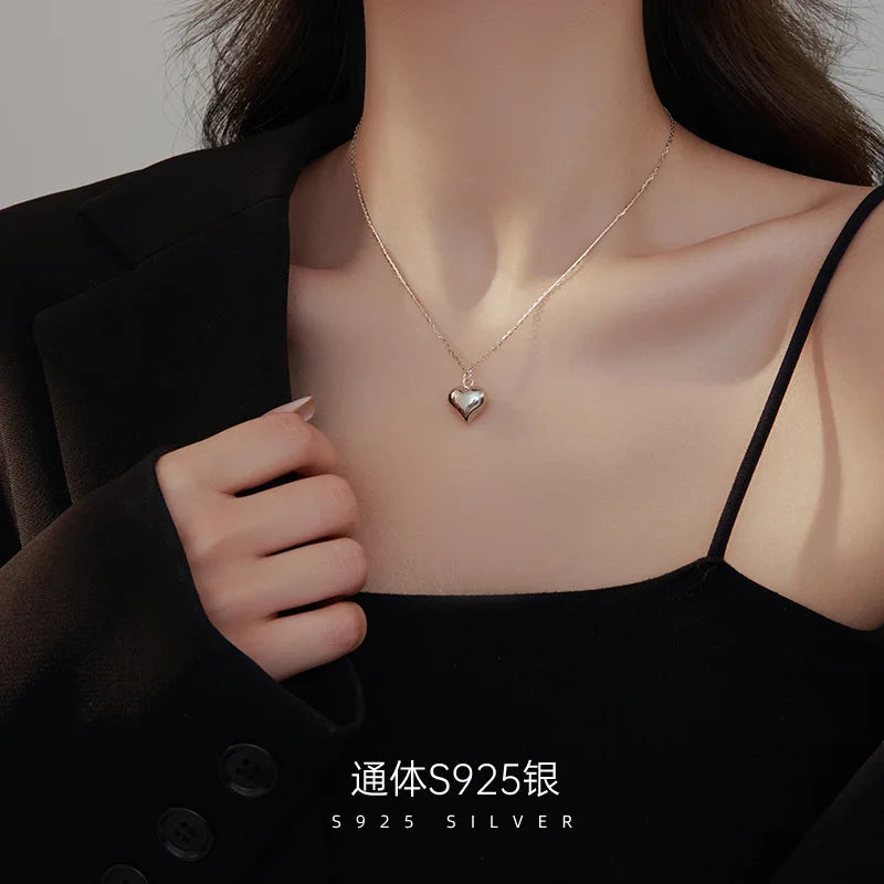 Classic Heart Charm Necklace – S925 Sterling Silver (Gold / Silver)