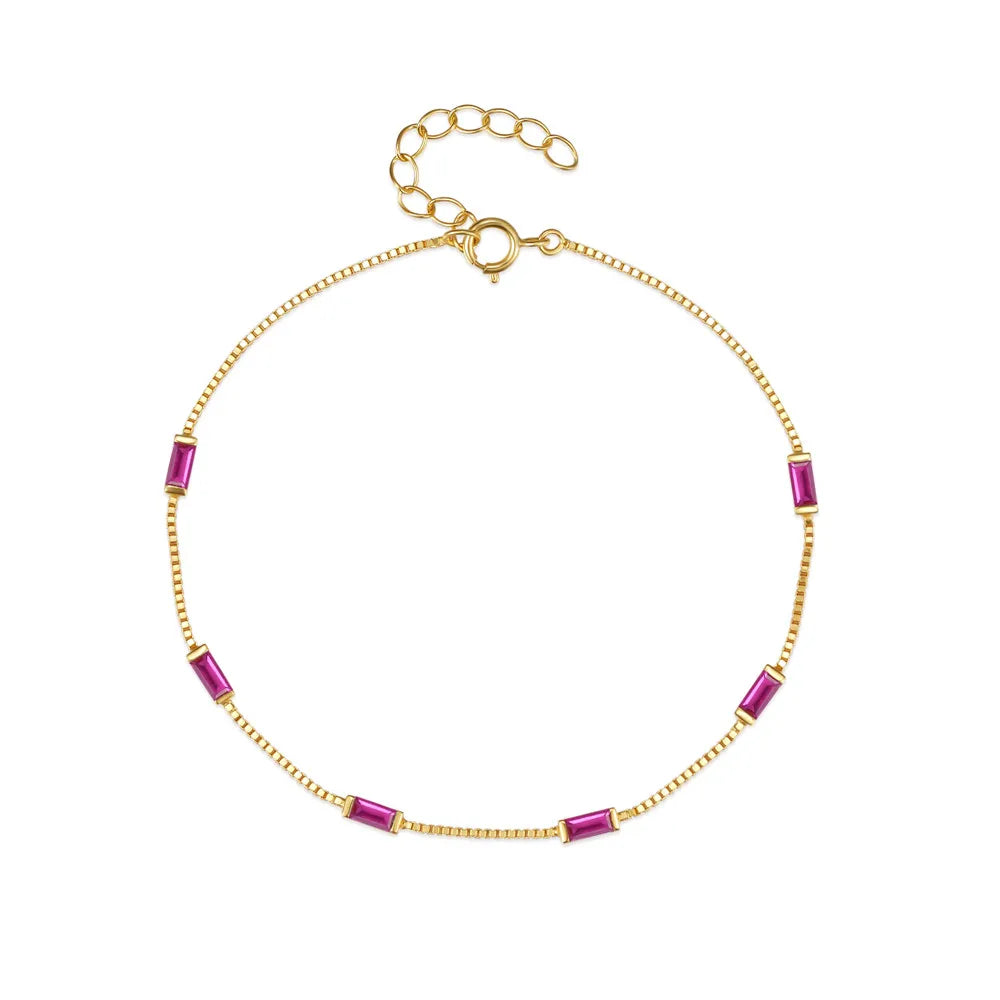 Aria Baguette Gemstone Bracelet – 18K Gold Plated S925 Sterling Silver