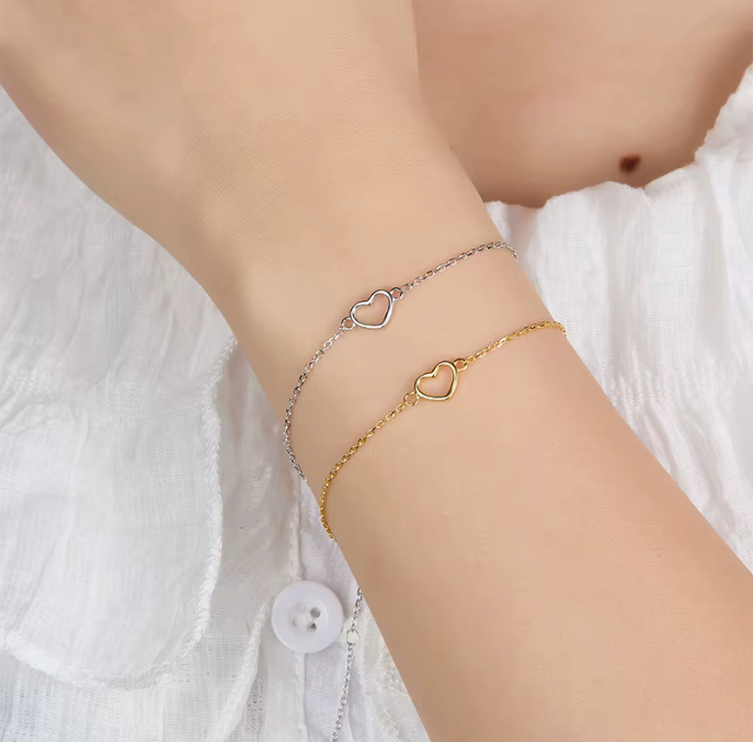 Everly Open Heart Bracelet – 18K Gold Plated & S925 Sterling Silver