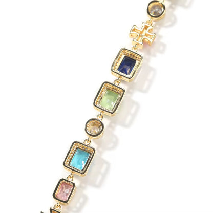Colored Cross Gemstone Necklace