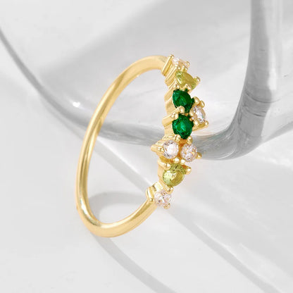 Multi-Gemstone Cluster Ring – S925 Sterling Silver (Gold / Silver)