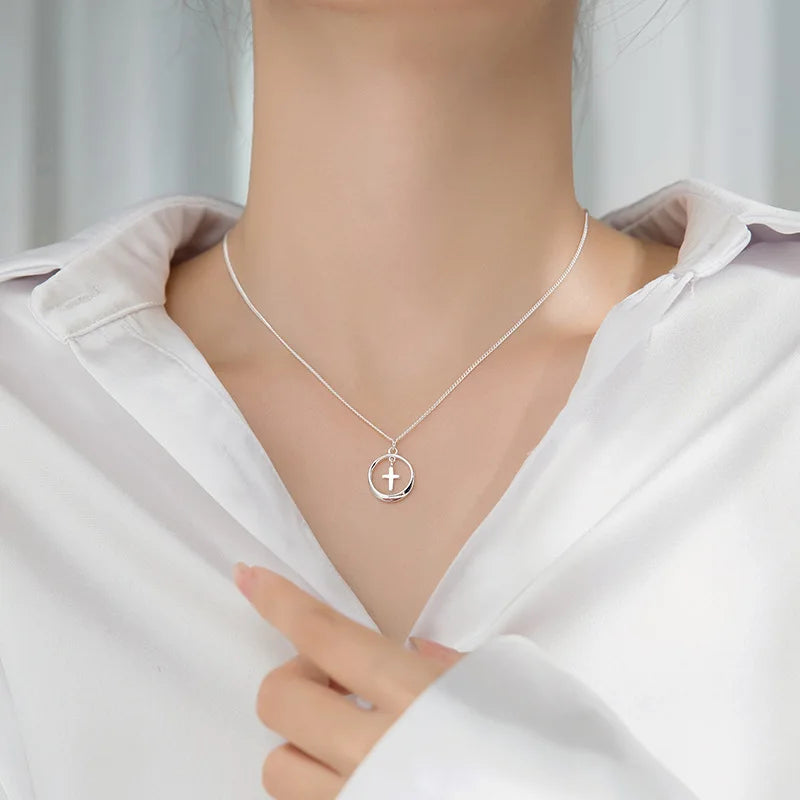 Faith & Balance Cross Pendant Necklace – S925 Sterling Silver