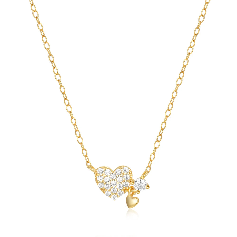 Triple Heart Sparkle Necklace – S925 Sterling Silver (Gold / Silver)