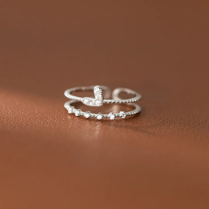 Vera Dual Band Heart Ring – S925 Sterling Silver (Gold / Silver Plating)