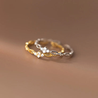 Luna Link Crystal Ring – S925 Sterling Silver (Gold / Silver Plating)