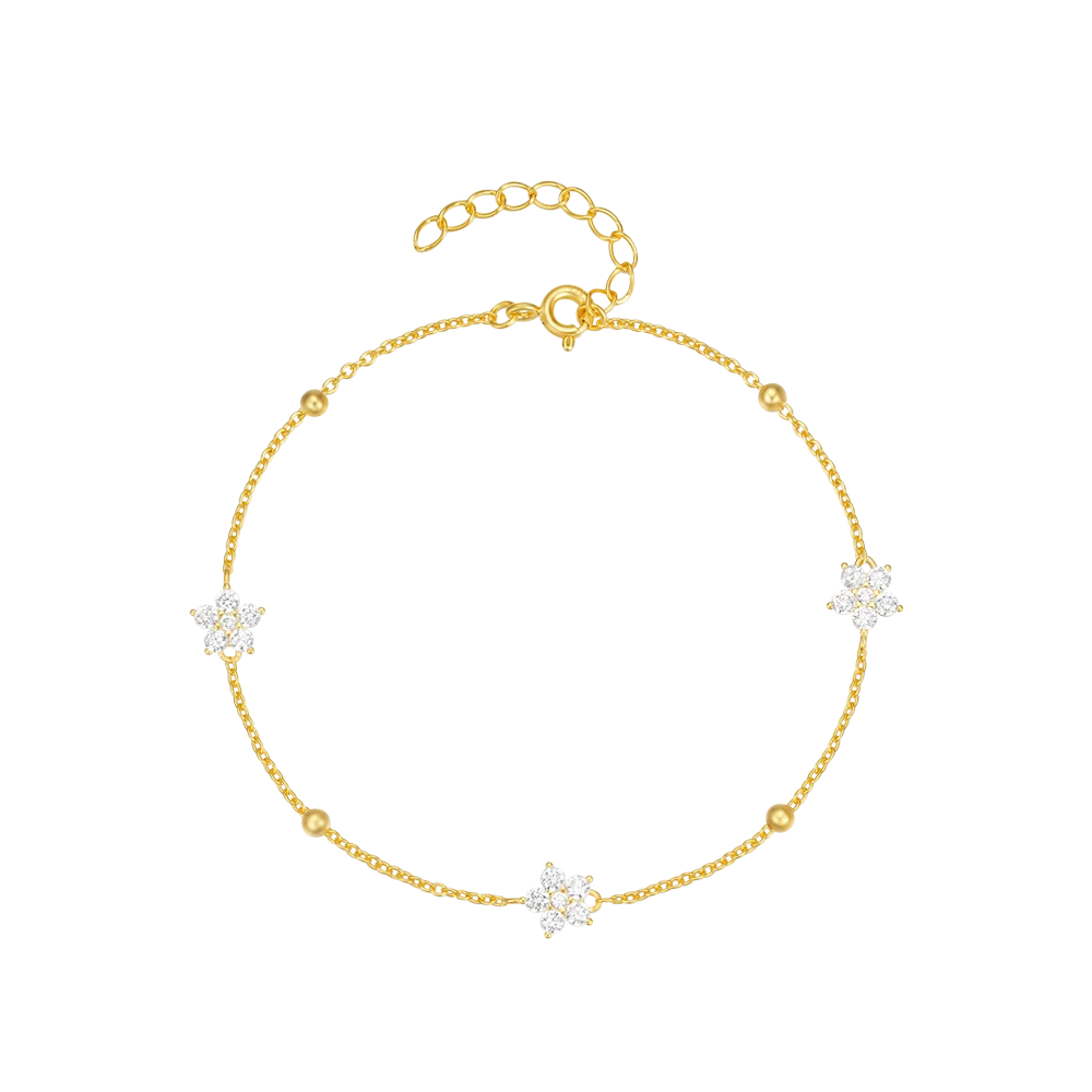 Aurelia Floral Chain Bracelet – 18K Gold Plated S925 Sterling Silver