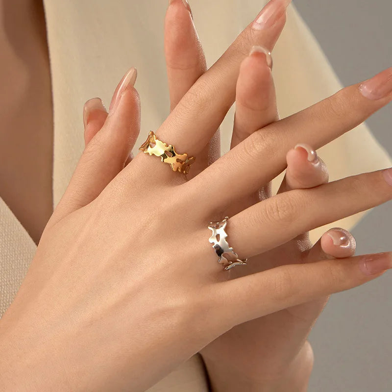 Ripple Wave Adjustable Ring – S925 Sterling Silver (Gold / Silver Plating)