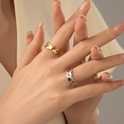 Ripple Wave Adjustable Ring – S925 Sterling Silver (Gold / Silver Plating)