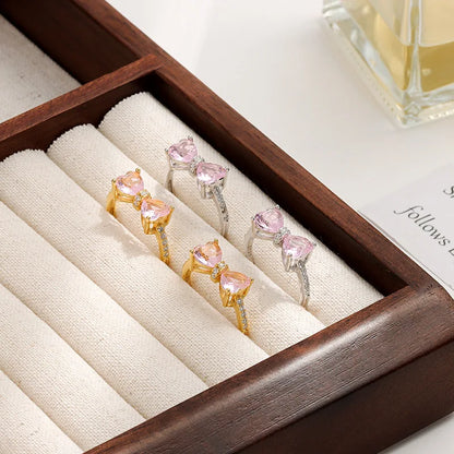 Gemstone Bow Ring Collection – S925 Sterling Silver (Multiple Colors)