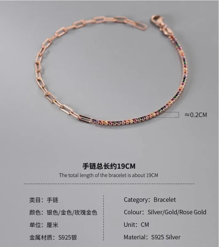Nova Rainbow Tennis Bracelet – 18K Gold, Rose Gold & S925 Sterling Silver
