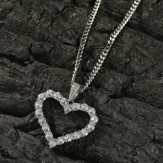 Sparkling Heart Halo Necklace