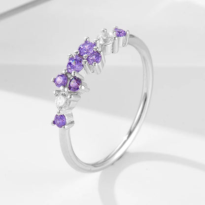 Multi-Gemstone Cluster Ring – S925 Sterling Silver (Gold / Silver)