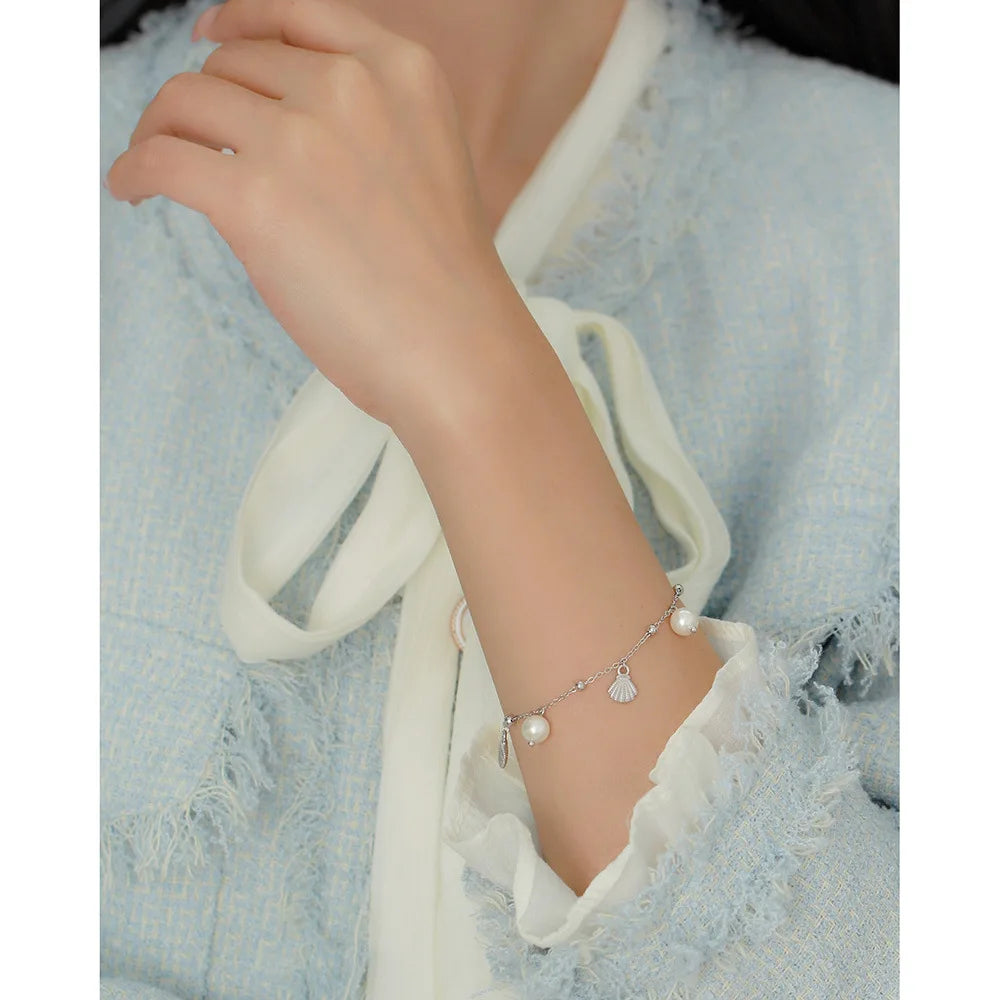 Marina Shell & Pearl Charm Bracelet – 18K Gold Plated & S925 Sterling Silver