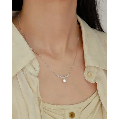 Crystal Elegance Necklace – S925 Sterling Silver Pendant (Gold / Silver)