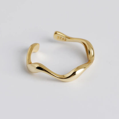 Wave Open Adjustable Ring – S925 Sterling Silver (Gold / Silver Plating)