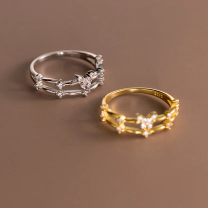 Radiant Butterfly Crystal Ring – S925 Sterling Silver (Gold / Silver Plating)