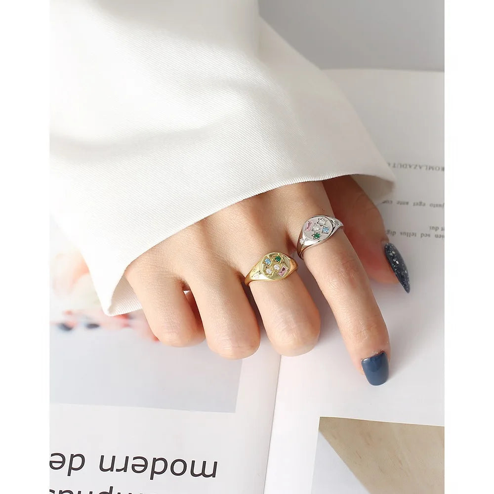 Celestial Gem Star Ring – S925 Sterling Silver (Gold / Silver Plating)