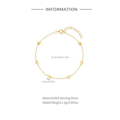 Amora Heart Link Bracelet – 18K Gold Plated S925 Sterling Silver