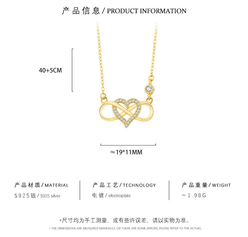 Eternal Heart Infinity Necklace – S925 Sterling Silver (Gold / Silver)