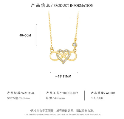 Eternal Heart Infinity Necklace – S925 Sterling Silver (Gold / Silver)