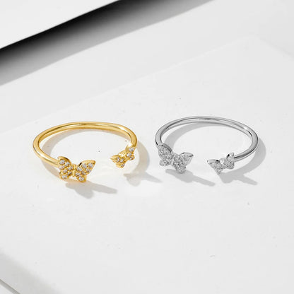 Flutter Duo Butterfly Ring – S925 Sterling Silver (Gold / Silver Plating)