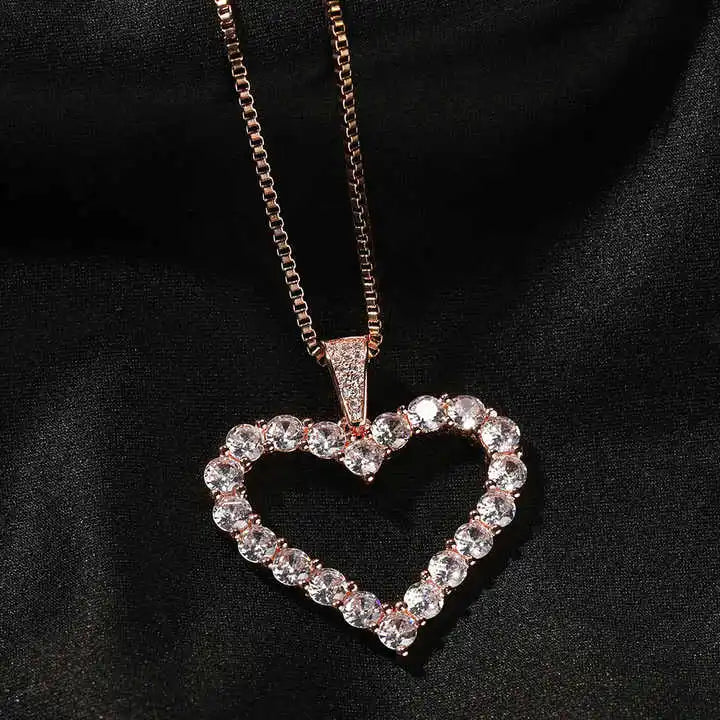 Sparkling Heart Halo Necklace