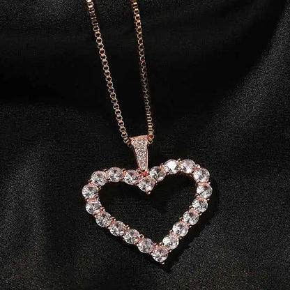 Sparkling Heart Halo Necklace