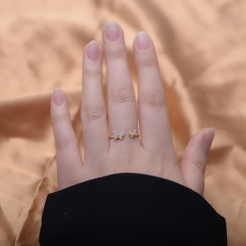 Flutter Duo Butterfly Ring – S925 Sterling Silver (Gold / Silver Plating)