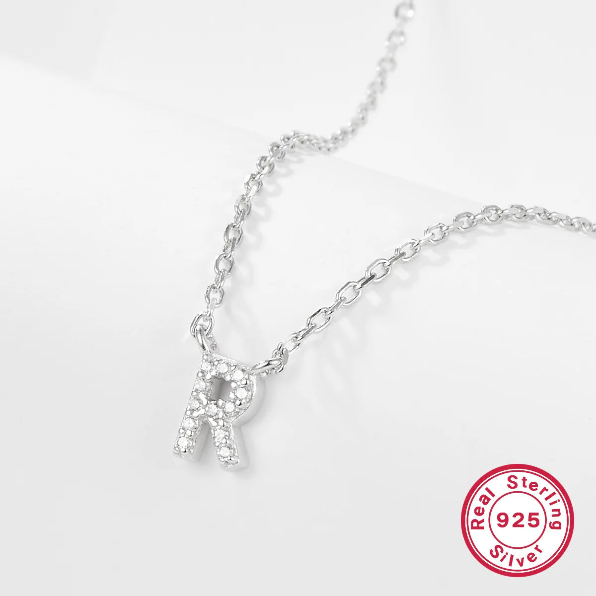 Sparkling Initial Letter Necklace – S925 Sterling Silver (Gold / Silver)