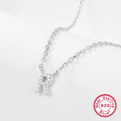 Sparkling Initial Letter Necklace – S925 Sterling Silver (Gold / Silver)