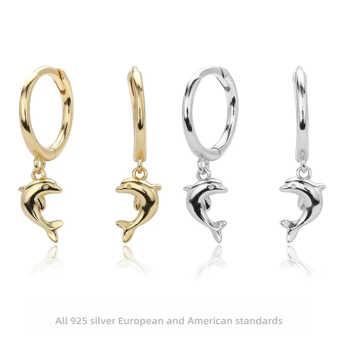 Krenaeminimalist Nauti Tide Dolphin Huggie Hoops – S925 Sterling Silver (Gold / Silver Plating)
