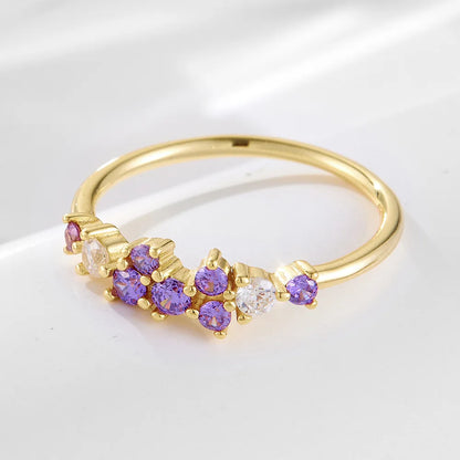 Multi-Gemstone Cluster Ring – S925 Sterling Silver (Gold / Silver)