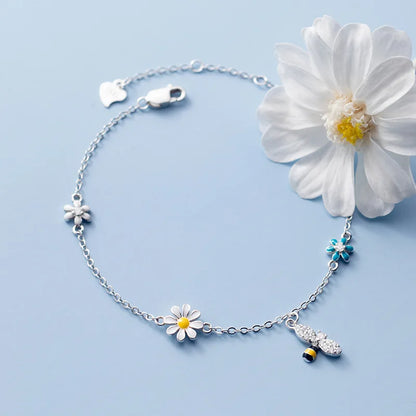 Blossom Bee Charm Bracelet – 18K Gold Plated & S925 Sterling Silver