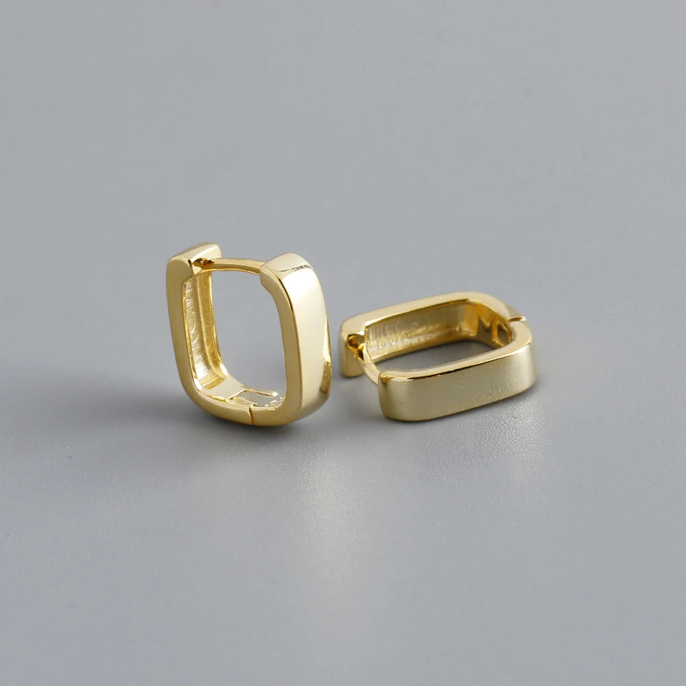 Krenaeminimalist Square Edge Huggie Hoops – S925 Sterling Silver (Gold / Silver Plating)