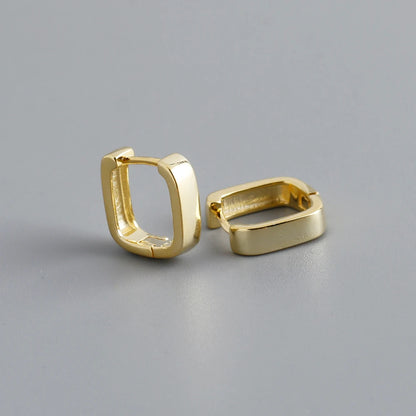 Krenaeminimalist Square Edge Huggie Hoops – S925 Sterling Silver (Gold / Silver Plating)