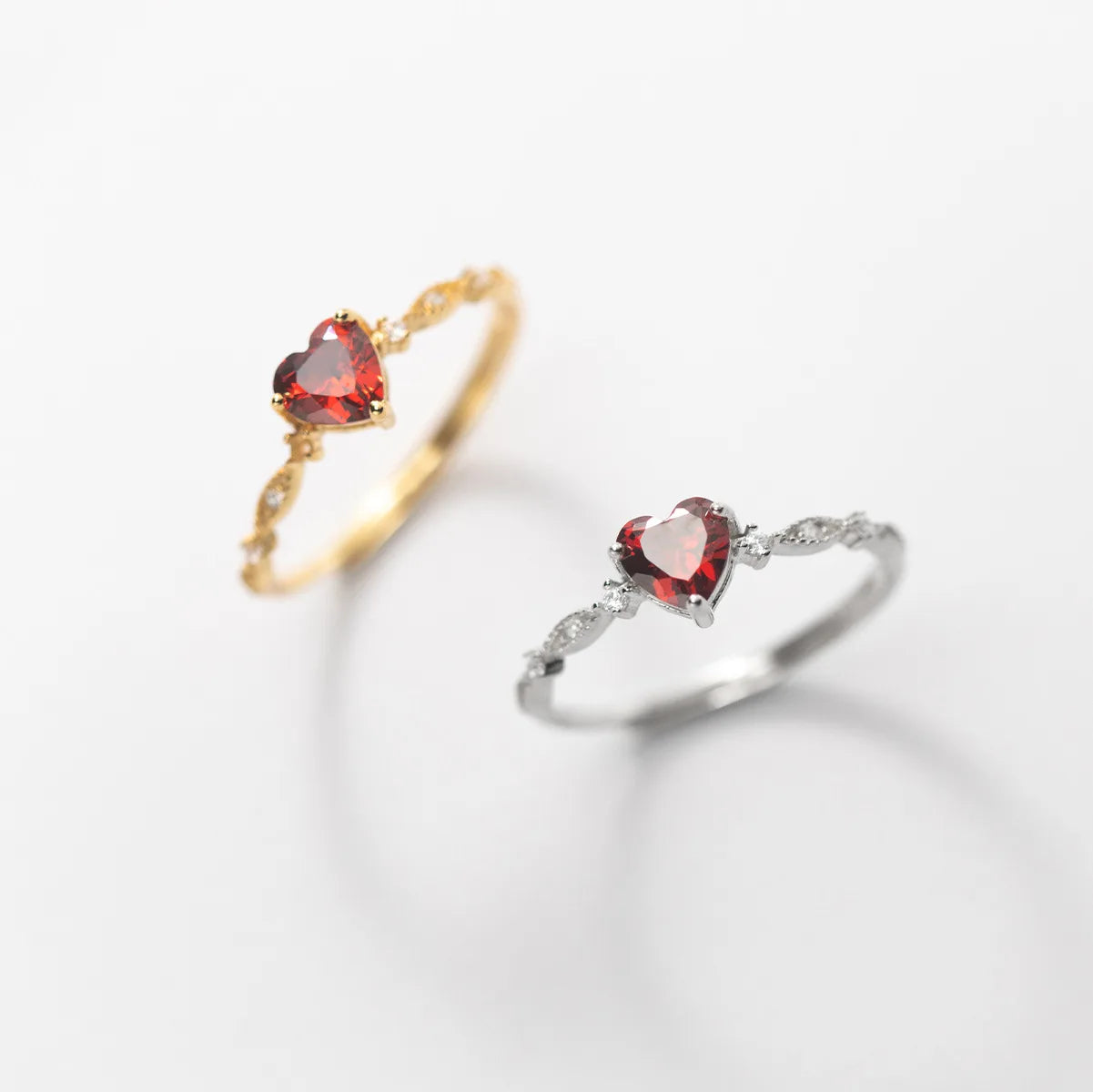 Scarlett Heart Gem Ring – S925 Sterling Silver (Gold / Silver Plating)