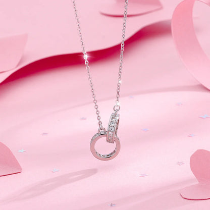 Eternal Harmony Double Ring Necklace – S925 Sterling Silver Pendant (Gold / Silver)