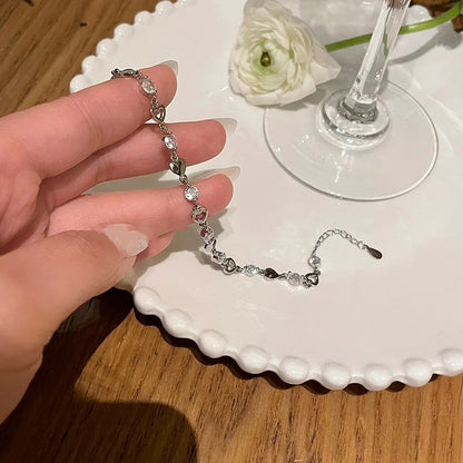 Lunaria Heart & Crystal Bracelet – S925 Sterling Silver