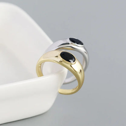 Onyx Oval Signet Ring – S925 Sterling Silver (Gold / Silver Plating)