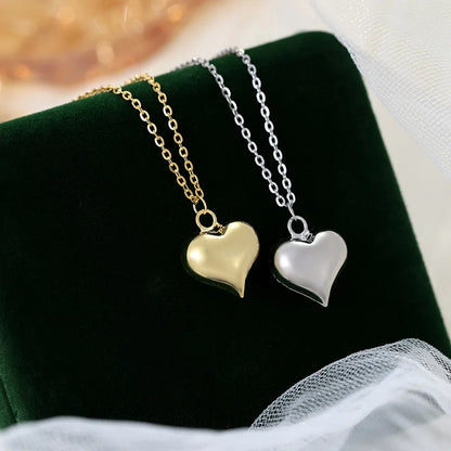 Classic Heart Charm Necklace – S925 Sterling Silver (Gold / Silver)