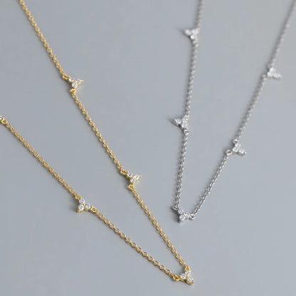 Celeste Cluster Dainty Necklace – S925 Sterling Silver (Gold / Silver)