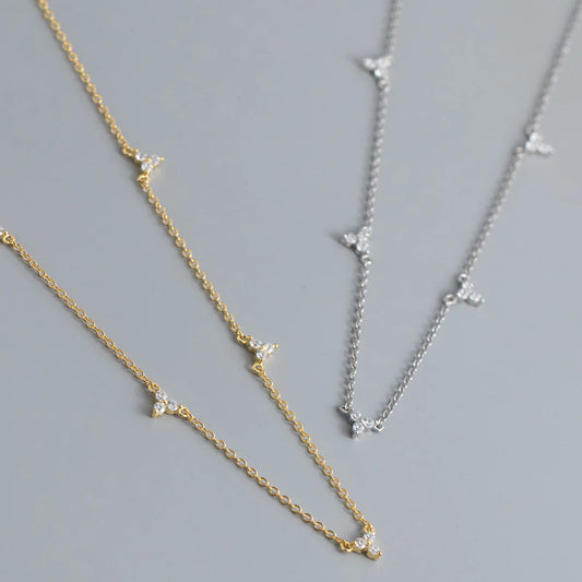 Celeste Cluster Dainty Necklace – S925 Sterling Silver (Gold / Silver)