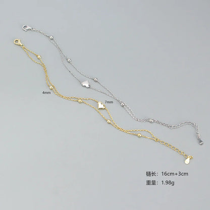 Liora Double Heart Chain Bracelet – 18K Gold Plated & S925 Sterling Silver