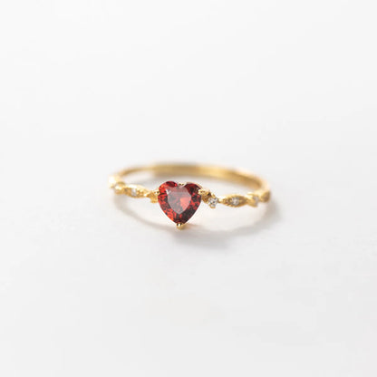 Scarlett Heart Gem Ring – S925 Sterling Silver (Gold / Silver Plating)