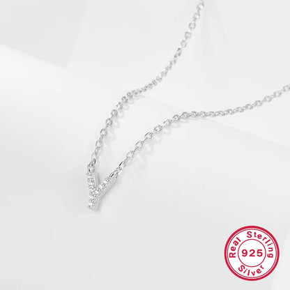 Sparkling Initial Letter Necklace – S925 Sterling Silver (Gold / Silver)
