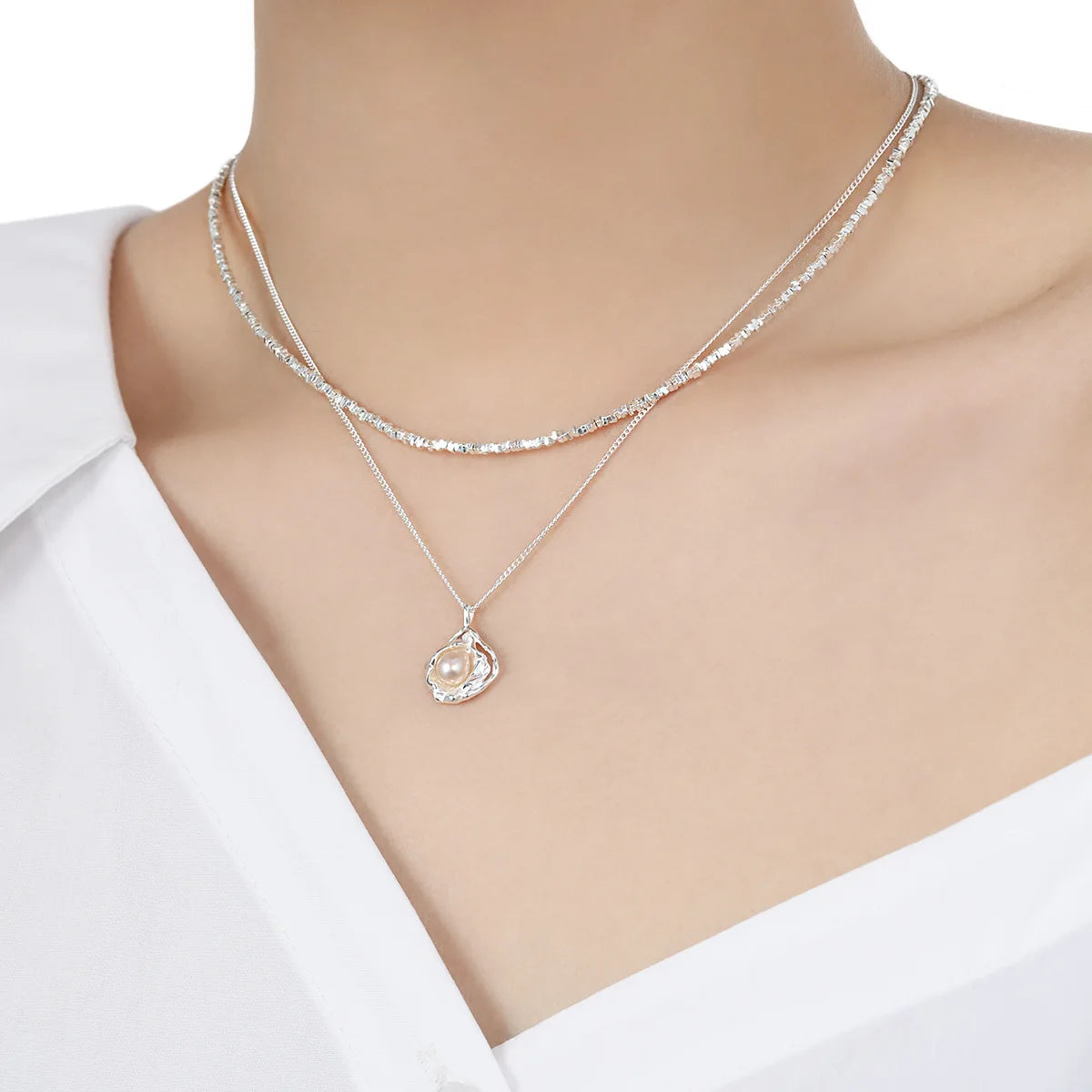 Ocean Pearl Nest Necklace – S925 Sterling Silver Pendant (Gold / Silver)